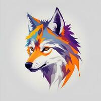 colorful wolf, WPAP art, POP ART, AI generated. photo