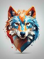 colorful wolf, WPAP art, POP ART, AI generated. photo