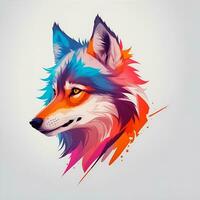 colorful wolf, WPAP art, POP ART, AI generated. photo