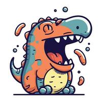 Funny dinosaur. Cartoon illustration of funny dinosaur. Vector illustration.