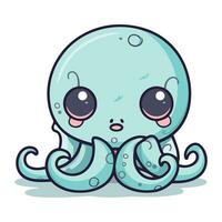 Cute octopus character cartoon vector illustration. Cute octopus mascot.