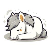 Illustration of a Cute Horse Sleeping on White Background   Vector