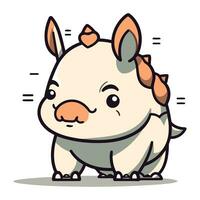 Cartoon cute little rhinoceros. Vector illustration in flat style