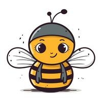 Cute cartoon bee. Vector illustration. Isolated on white background.