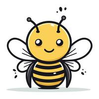 Cute Bee Cartoon Mascot Character. Vector Illustration.