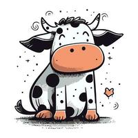 Cute cartoon cow. Vector illustration. Isolated on white background.