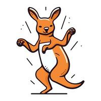 Funny kangaroo jumping. Vector illustration in doodle style.