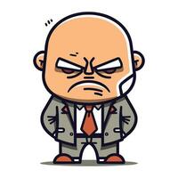 Angry boss cartoon character vector illustration. Businessman in suit.