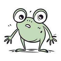 Funny cartoon frog. Vector illustration isolated on a white background.