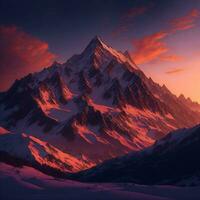 Majestic Mountains at Sunset Generated using AI technology photo