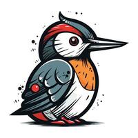 Vector image of a woodpecker on a white background. Cartoon style.