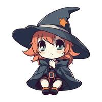 Illustration of a Cute Cartoon Witch Girl on White Background. vector