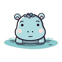 cute hippo baby in water character icon vector illustration designicon