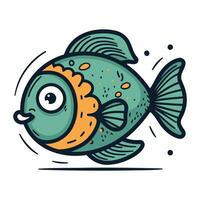 Cartoon fish. Vector illustration. Isolated on white background.