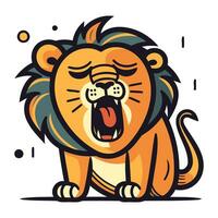 Angry lion. Vector illustration. Isolated on white background.