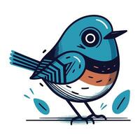 Vector illustration of a cute cartoon blue bird on a white background.