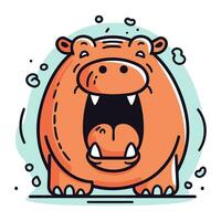 Hippopotamus vector illustration. Cartoon funny hippopotamus character.