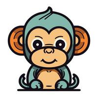 cute monkey cartoon icon vector illustration design graphic art doodle