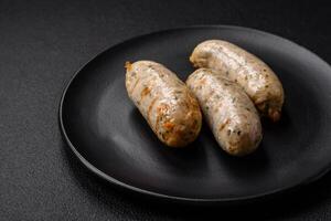 Sausages vegetable protein seitan meatless soy wheat classic taste vegetarian or vegan snack photo