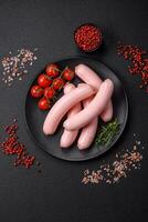 Delicious fresh vegetarian sausage or sausage made from vegetable protein tofu or seitan photo