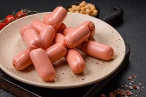 Delicious fresh vegetarian sausage or sausage made from vegetable protein tofu or seitan photo