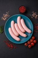 Delicious fresh vegetarian sausage or sausage made from vegetable protein tofu or seitan photo