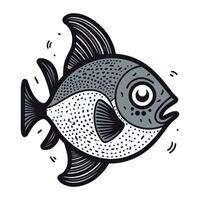 Fish in doodle style isolated on white background. Vector illustration.