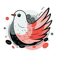 Pigeon. Vector illustration on white background. Hand drawn style.