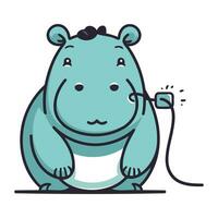 Hippopotamus with a stethoscope. Vector illustration.