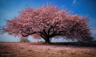The cherry blossom sakura tree in springtime was a sight to behold. Creating using generative AI tools photo