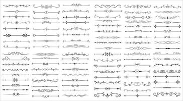 Page Divider And Design Elements. Set of Various Simple Black Divider Design, Assorted Divider Collection Template Vector. Collection of floral dividers elements mega decoration for Calligraphy. vector
