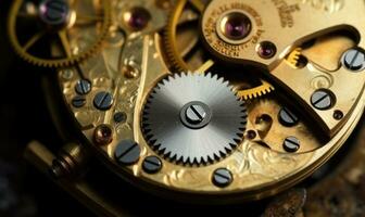 Restored vintage watch showcases beautifully working gears Creating using generative AI tools photo