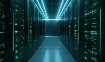 Server racks in computer network security server room data center photo
