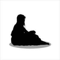 Girl sitting silhouette vector