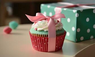 Cupcake decorating kit is a fun birthday present for kids Creating using generative AI tools photo