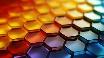 3D Illustration. Multi color geometric hexagonal abstract background. Ai generated photo