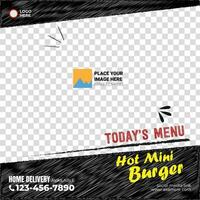 Burger sale post social media post design. vector