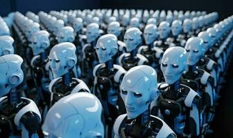 Robotic process automation.futuristic robot. humanoid robot. Concept of artificial intelligence, Ai photo