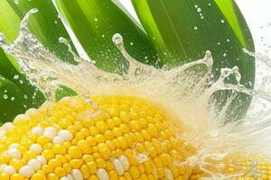 water drops on corn. background. AI Generative Pro Photo
