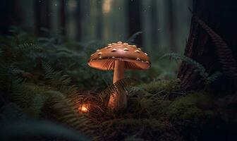 The magic of the forest is embodied in mushrooms Creating using generative AI tools photo