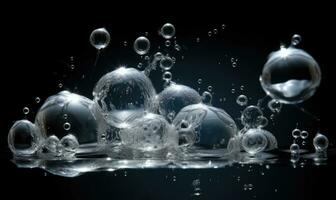 Air bubbles in water are like tiny pockets of air that float to the surface. Creating using generative AI tools photo