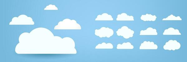 white clouds Group, set of white clouds collection elements, clouds, severial different styles clouds caroon style, in a flat design vector