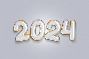 3d 2024 Nouveau année texte effet psd