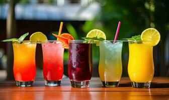 The combination of fresh fruit and spirits made the cocktails and tropical juice drinks a popular choice at any bar or restaurant. Creating using generative AI tools photo