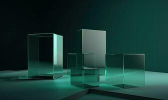 Transparent glass cylinders create a sleek minimalist podium Creating using generative AI tools photo