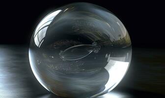 Transparent glass bubble encases delicate object Creating using generative AI tools photo