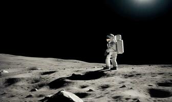 Moon's silence creates a sense of aloneness for the astronaut Creating using generative AI tools photo