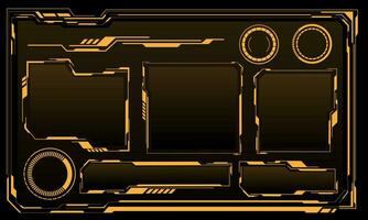 Hud frames yellow user interface elements design modern technology futuristic control panel screen digital hologram window gaming menu touching cyber monitor set on black background vector