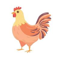 Farm chicken. Hen  in flat or cartoon style isolated on white background. Vector illustration