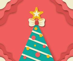 Christmas tree red background paper texture vector